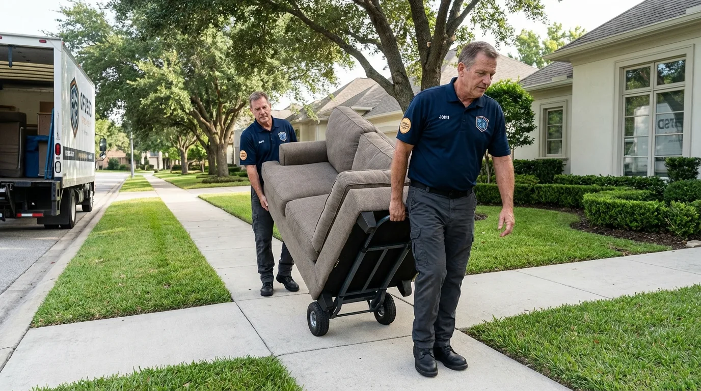 Local residential moving crew loading furniture in Bayville, NY